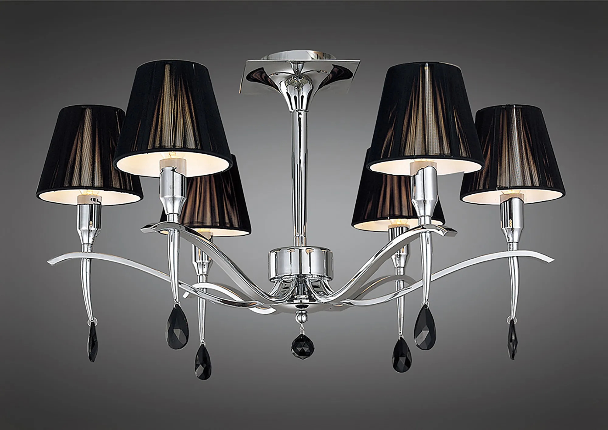 Siena Polished Chrome Crystal Ceiling Lights Mantra Shaded Crystal Fittings